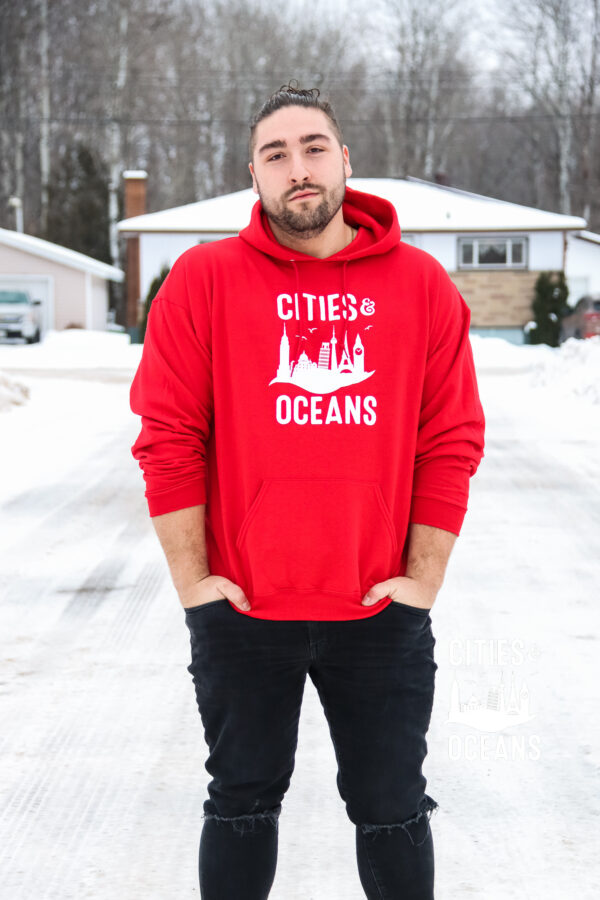 Red Vibes Cities and Oceans Comfort Hoodie