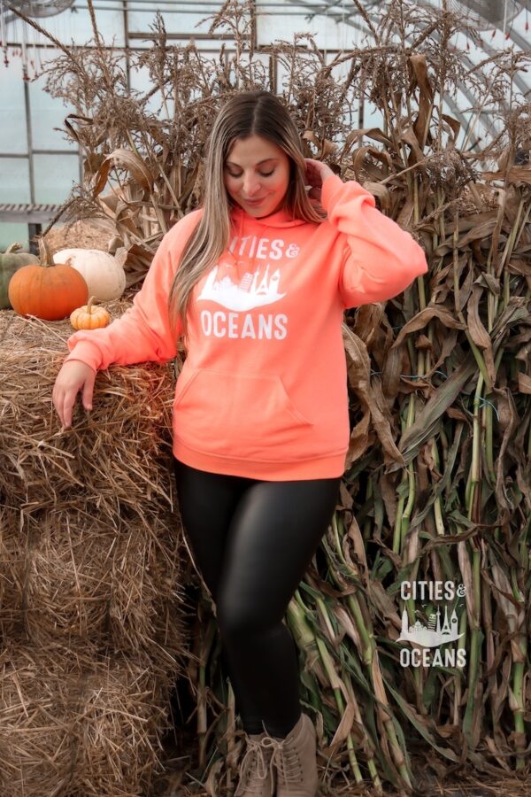 Tropical Pumpkin Spice Cities and Oceans Hoodie - Image 2