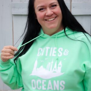 Sunset Beach Lime Cities and Oceans Hoodie